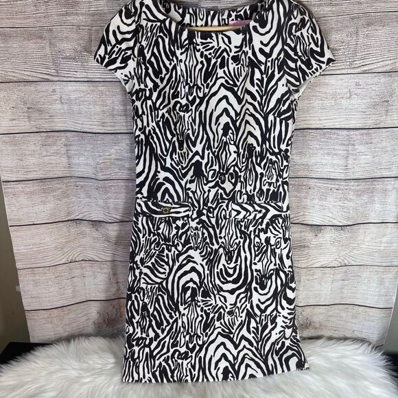 Lily Pulitzer Cameo Layton Brown/White Zebra Print Dress Sz XS - Picture 2 of 10